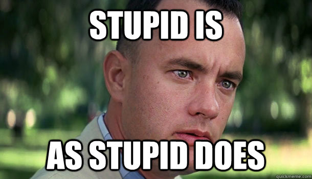 Forrest Gump with Stupid is as stupid does quote.
