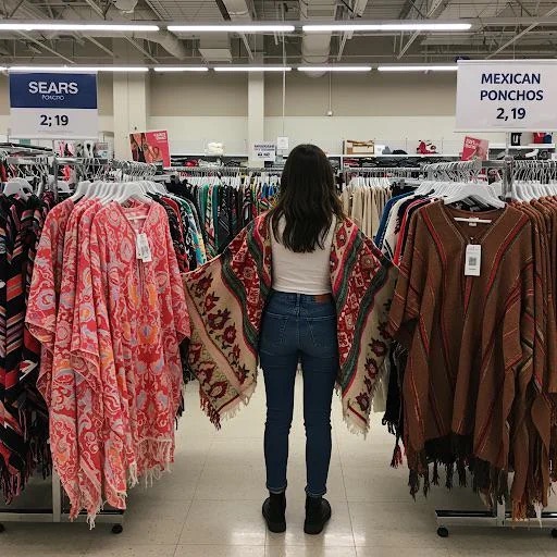 Woman shopping for ponchos