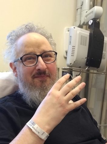 Scott at the infusion center for chemo number 4