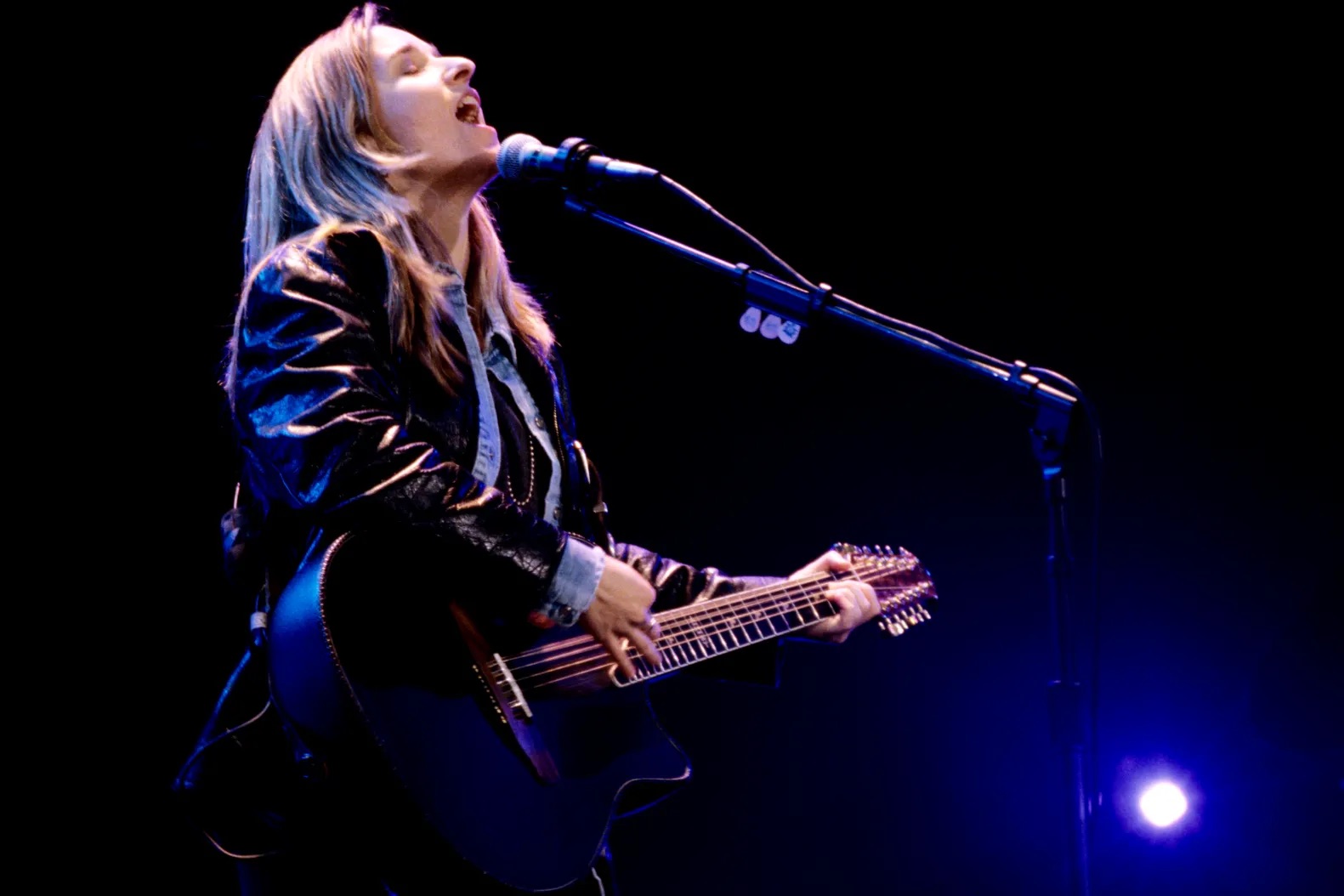 Singer Melissa Etheridge at microphone