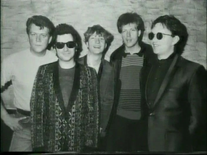 Group shot of the band Squeeze circa 1982