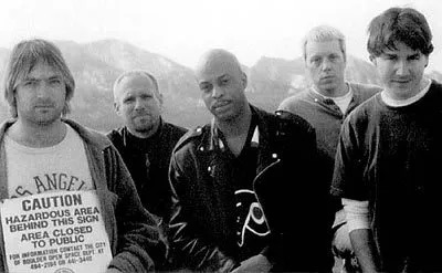 The band The Samples group shot outdoors