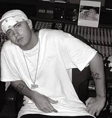 Eminem in a recording studio