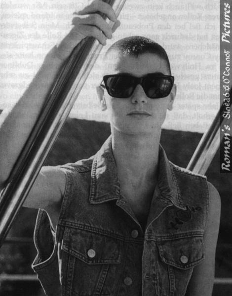 Singer Sinéad O'Connor wearing dark sunglasses