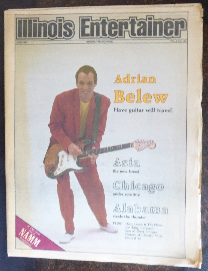 Cover of the Illinois Entertainer magazine featuring Adrian Belew 
