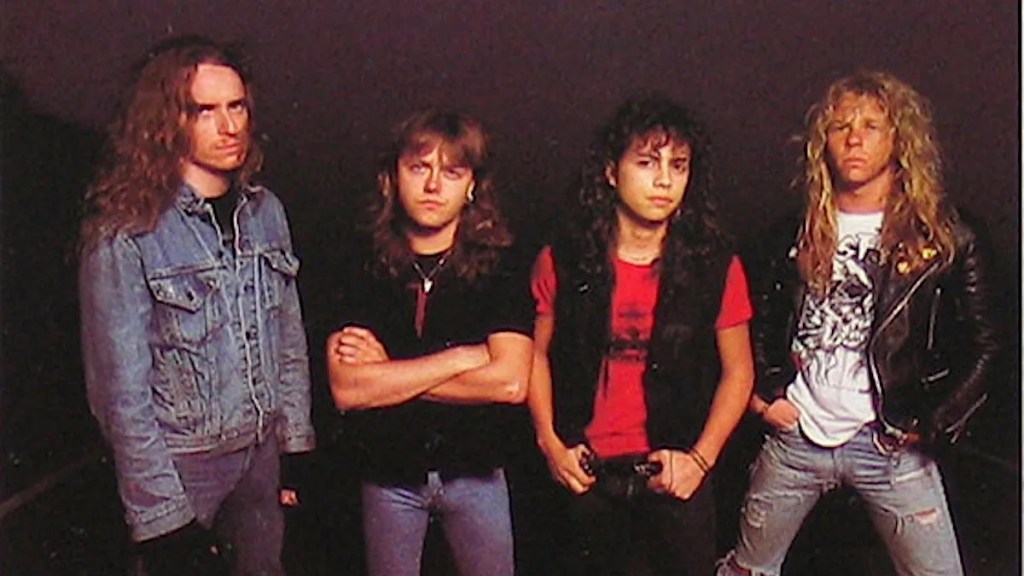 Group shot of the band Metallica circa 1986