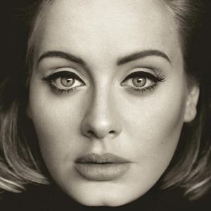 The cover of the Adele album 25 which is a zoom close up of her face.