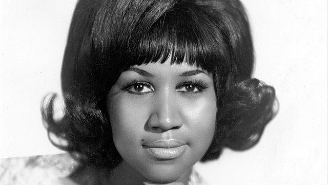 Close up head shot of Aretha Franklin 1968