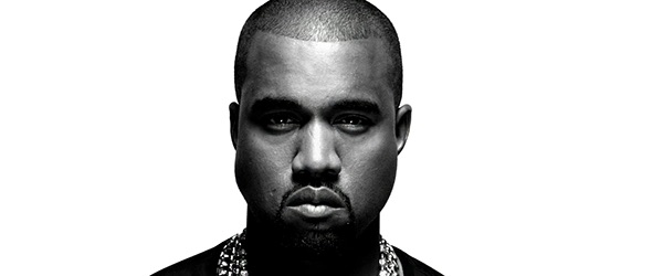 Close up head shot of Kanye West
